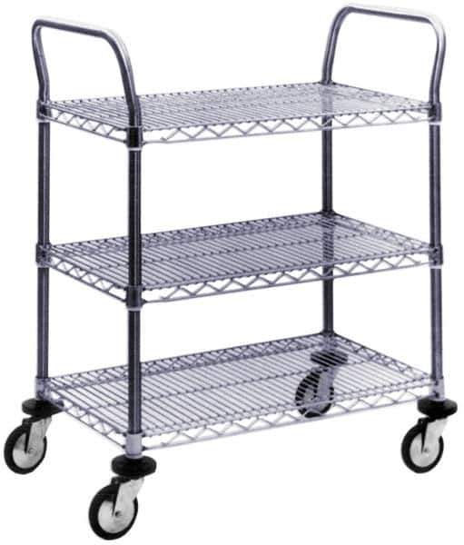 Value Collection - 800 Lb Capacity, 18" Wide x 36" Long x 39" High Wire Cart - 3 Shelf, Steel, Swivel Casters - Top Tool & Supply