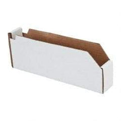 Made in USA - 12" Deep, White Corrugated Cardboard Hopper Shelf Bin - 4" High x 2" Wide x 12" Long - Top Tool & Supply