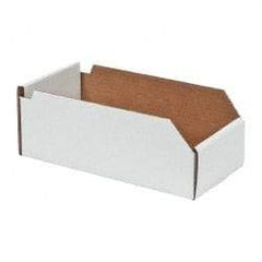 Made in USA - 12" Deep, White Corrugated Cardboard Hopper Shelf Bin - 4" High x 6" Wide x 12" Long - Top Tool & Supply