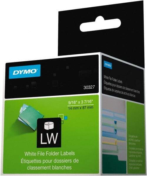 Dymo - 9/16" Wide x 3-7/16" Long, White File Folder Label - For DYMO LabelWriter Printers - Top Tool & Supply