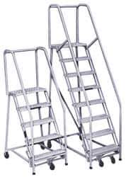 PW Platforms - 4 Step Ladder - Rolling Safety Ladder, 300 Lb Capacity, 40" Platform Height, 20" Base Width x 34" Base Depth - Top Tool & Supply