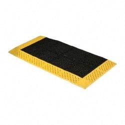 Notrax - 5' Long, Dry/Wet Environment, Anti-Fatigue Matting - Black with Yellow Borders, Vinyl with Vinyl Base, Beveled on 3 Sides - Top Tool & Supply