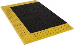 Notrax - 4' Long, Dry/Wet Environment, Anti-Fatigue Matting - Black with Yellow Borders, Vinyl with Vinyl Base, Beveled on 3 Sides - Top Tool & Supply