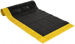 Notrax - 10' Long, Dry/Wet Environment, Anti-Fatigue Matting - Black with Yellow Borders, Vinyl with Vinyl Base, Beveled on 3 Sides - Top Tool & Supply