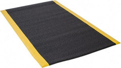 Wearwell - 5' Long x 3' Wide, Dry Environment, Anti-Fatigue Matting - Black with Yellow Borders, Urethane with Vinyl Sponge Base, Rounded on 4 Sides - Top Tool & Supply