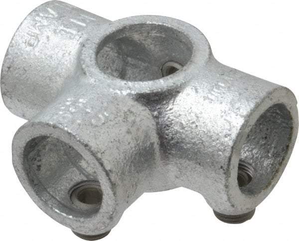 Kee - 3/4" Pipe, Side Outlet Tee, Side Outlet Cross, Malleable Iron Cross Pipe Rail Fitting - Galvanized Finish - Top Tool & Supply