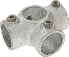 Kee - 1-1/4" Pipe, Side Outlet Tee, Malleable Iron Tee Pipe Rail Fitting - Galvanized Finish - Top Tool & Supply