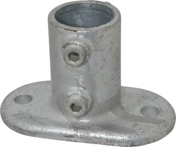 Kee - 1-1/4" Pipe, Railing Flange, Malleable Iron Flange Pipe Rail Fitting - Galvanized Finish - Top Tool & Supply