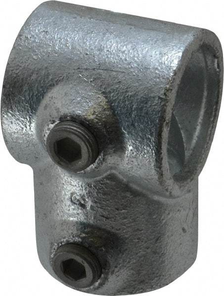 Kee - 1-1/4" Pipe, Single Socket Tee, Malleable Iron Tee Pipe Rail Fitting - Galvanized Finish - Top Tool & Supply