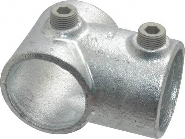 Kee - 1-1/2" Pipe, Single Socket Tee, Malleable Iron Tee Pipe Rail Fitting - Galvanized Finish - Top Tool & Supply