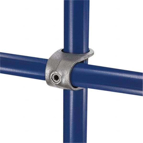 Kee - 2" Pipe, Clamp-On Crossover, Malleable Iron Cross Pipe Rail Fitting - Galvanized Finish - Top Tool & Supply