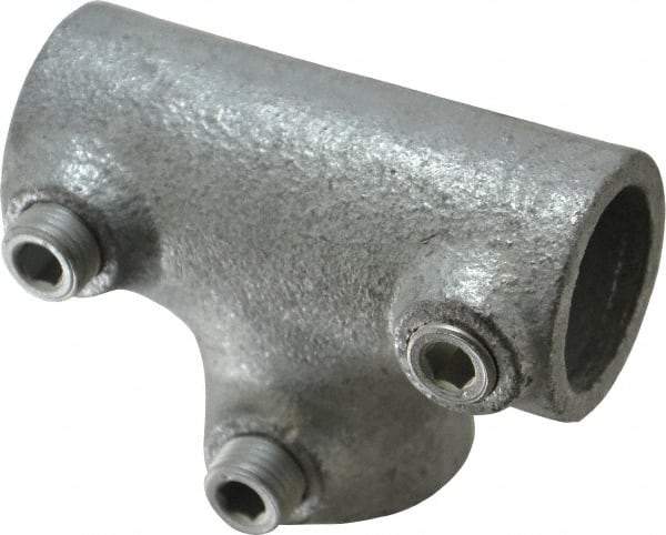 Kee - 3/4" Pipe, 90° Three Socket Tee, Malleable Iron Tee Pipe Rail Fitting - Galvanized Finish - Top Tool & Supply