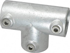 Kee - 1-1/2" Pipe, 90° Three Socket Tee, Malleable Iron Tee Pipe Rail Fitting - Galvanized Finish - Top Tool & Supply