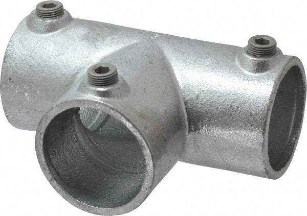 Kee - 2" Pipe, 90° Three Socket Tee, Malleable Iron Tee Pipe Rail Fitting - Galvanized Finish - Top Tool & Supply