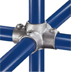 Kee - 1-1/4" Pipe, Four Socket Cross, Malleable Iron Cross Pipe Rail Fitting - Galvanized Finish - Top Tool & Supply