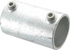 Kee - 2" Pipe, Malleable Iron Straight Coupling Pipe Rail Fitting - Galvanized Finish - Top Tool & Supply