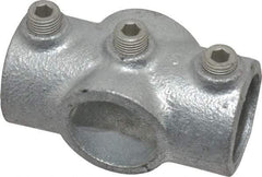 Kee - 1" Pipe, Two Socket Cross, Malleable Iron Cross Pipe Rail Fitting - Galvanized Finish - Top Tool & Supply