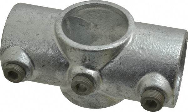 Kee - 1-1/2" Pipe, Two Socket Cross, Malleable Iron Cross Pipe Rail Fitting - Galvanized Finish - Top Tool & Supply