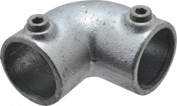 Kee - 1-1/2" Pipe, 90° Elbow, Malleable Iron Elbow Pipe Rail Fitting - Galvanized Finish - Top Tool & Supply