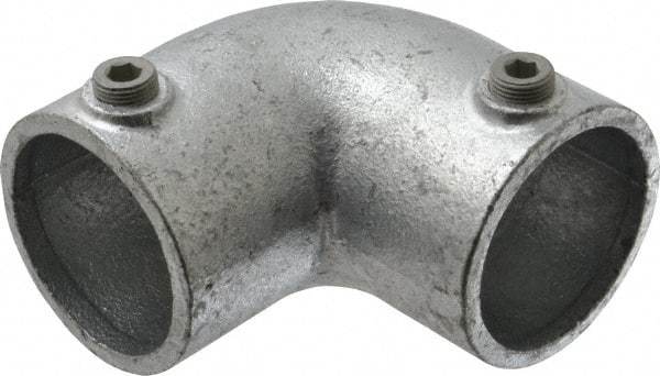 Kee - 2" Pipe, 90° Elbow, Malleable Iron Elbow Pipe Rail Fitting - Galvanized Finish - Top Tool & Supply