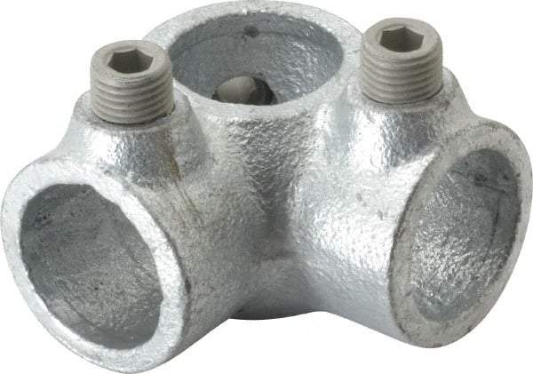 Kee - 3/4" Pipe, Side Outlet Tee, Malleable Iron Tee Pipe Rail Fitting - Galvanized Finish - Top Tool & Supply