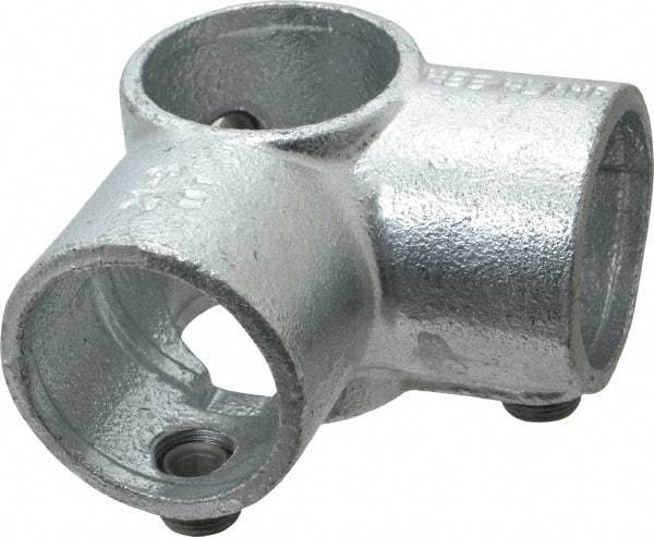 Kee - 1-1/2" Pipe, Side Outlet Tee, Malleable Iron Tee Pipe Rail Fitting - Galvanized Finish - Top Tool & Supply