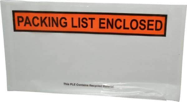 Nifty Products - 1,000 Piece, 10" Long x 5-1/2" Wide, Envelope - Packing List Enclosed, Clear - Top Tool & Supply