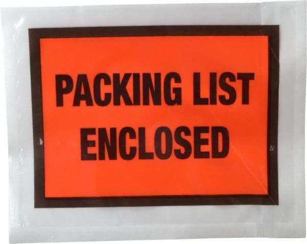 Nifty Products - 1,000 Piece, 5-1/2" Long x 4-1/2" Wide, Envelope - Packing List Enclosed, Orange Full Faced - Top Tool & Supply