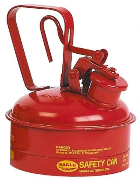 Eagle - 2 Qt Galvanized Steel Type I Safety Can - 8-3/4" High x 6-3/4" Diam, Red with Yellow - Top Tool & Supply