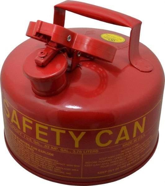 Eagle - 1 Gal Galvanized Steel Type I Safety Can - 10" High x 9" Diam, Red with Yellow - Top Tool & Supply