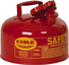 Eagle - 2 Gal Galvanized Steel Type I Safety Can - 9-1/2" High x 11-1/4" Diam, Red with Yellow - Top Tool & Supply