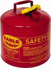 Eagle - 5 Gal Galvanized Steel Type I Safety Can - 13-1/2" High x 12-1/2" Diam, Red with Yellow - Top Tool & Supply