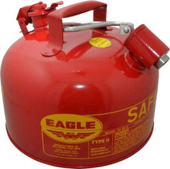 Eagle - 2 Gal Galvanized Steel Type II Safety Can - 9-1/2" High x 11-1/4" Diam, Red with Yellow - Top Tool & Supply