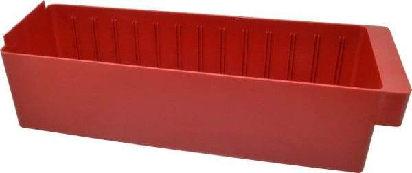 Quantum Storage - 17-5/8" Deep, Red High-Impact Polystyrene Drawer Bin - 4-5/8" High x 5-9/16" Wide x 17-5/8" Long - Top Tool & Supply