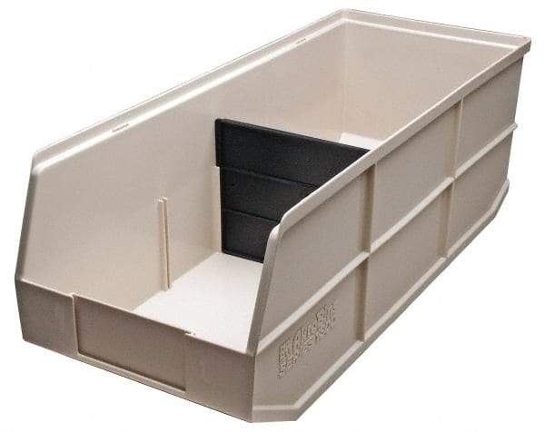 Akro-Mils - 60 Lb. Load Capacity, 20-1/2" Deep, Ivory Polymer Hopper Stacking Bin - 7" High x 8-1/4" Wide x 20-1/2" Long - Top Tool & Supply