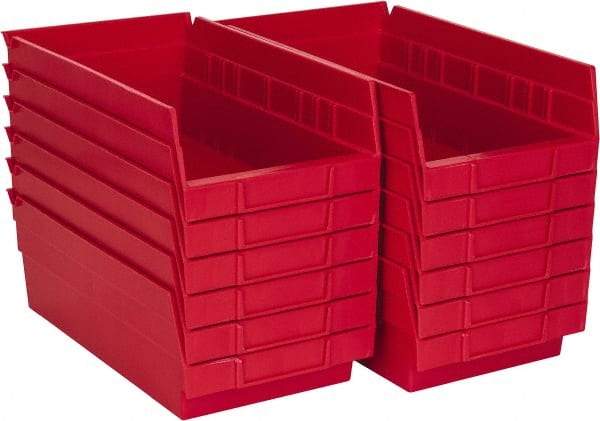 Akro-Mils - 11-5/8" Deep, Red Hopper Shelf Bin - 4" High x 6-5/8" Wide x 11-5/8" Long - Top Tool & Supply