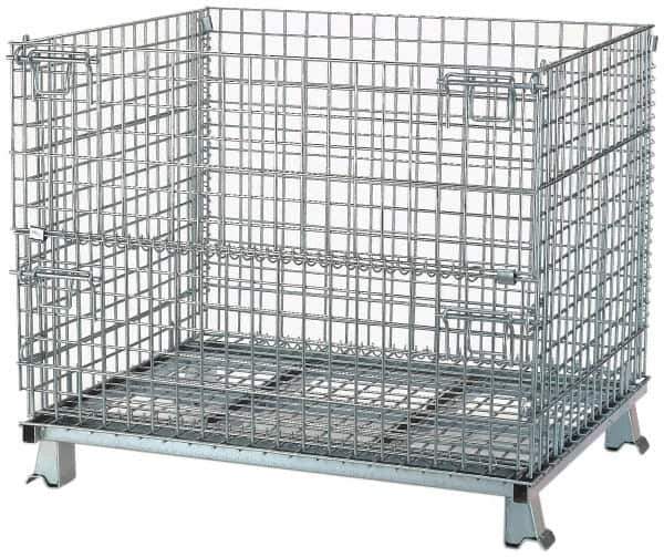 Nashville Wire - 40" Long x 32" Wide x 34-1/2" High Steel Basket-Style Bulk Folding Wire Stackable Container - 4,000 Lb. Load Capacity - Top Tool & Supply