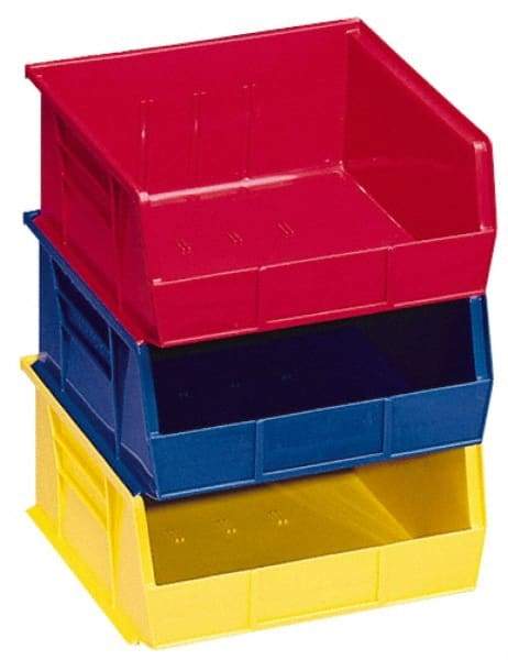 Akro-Mils - 75 Lb. Load Capacity, 18" Deep, Yellow Polymer Hopper Stacking Bin - 11" High x 16-1/2" Wide x 18" Long - Top Tool & Supply