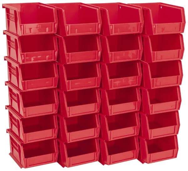 Akro-Mils - 10 Lb. Load Capacity, 5-3/8" Deep, Red Polymer Hopper Stacking Bin - 3" High x 4-1/8" Wide x 5-3/8" Long - Top Tool & Supply