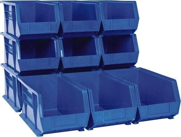 Akro-Mils - 60 Lb. Load Capacity, 14-3/4" Deep, Blue Polymer Hopper Stacking Bin - 7" High x 8-1/4" Wide x 14-3/4" Long - Top Tool & Supply