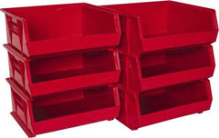 Akro-Mils - 75 Lb. Load Capacity, 14-3/4" Deep, Red Polymer Hopper Stacking Bin - 7" High x 16-1/2" Wide x 14-3/4" Long - Top Tool & Supply