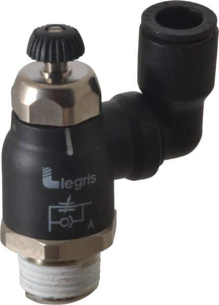 Legris - 3/8" Tube OD x 3/8" Male NPT Compact Swivel Outlet Flow Control Regulator - 0 to 145 psi & Nylon Material - Top Tool & Supply