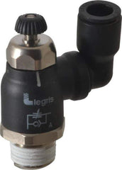 Legris - 3/8" Tube OD x 3/8" Male NPT Compact Swivel Outlet Flow Control Regulator - 0 to 145 psi & Nylon Material - Top Tool & Supply