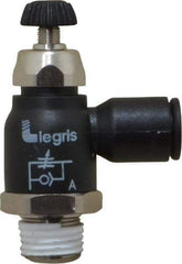 Legris - 8mm Tube OD x 1/4 Male BSPT Compact Meter Out Flow Control Valve - 14.5 to 145 psi, Nylon - Top Tool & Supply