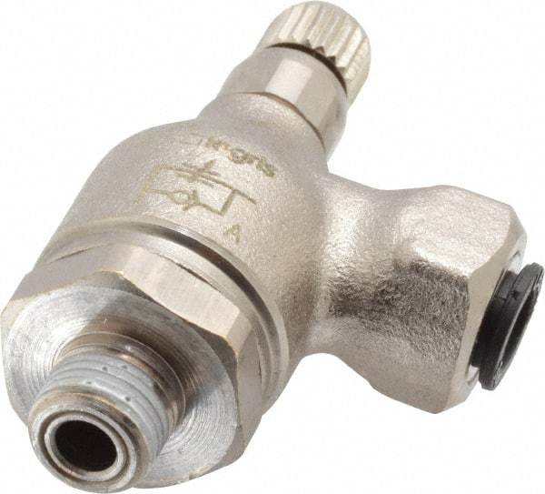 Legris - 1/4" Tube OD x 1/8" NPT Metal Flow Control Regulator - 0 to 145 psi & Treated Brass Material - Top Tool & Supply