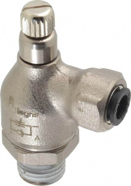 Legris - 1/4" Tube OD x 1/4" NPT Metal Flow Control Regulator - 0 to 145 psi & Treated Brass Material - Top Tool & Supply