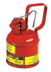 Justrite - 1 Qt Steel Type I Safety Can - 8-1/4" High x 4-3/8" Diam, Red - Top Tool & Supply