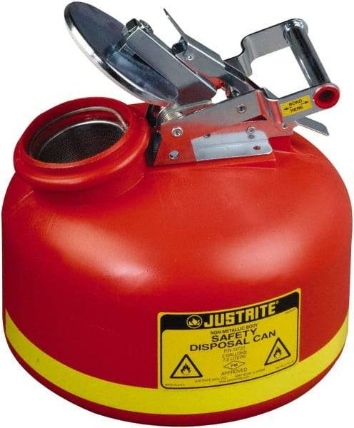 Justrite - Safety Disposal Cans Capacity (Gal.): 2.00 Material: Polyethylene - Top Tool & Supply