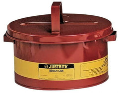 Justrite - 1 Gallon Capacity, Coated Steel, Red Bench Can - 4-1/2 Inch High x 9-3/8 Inch Diameter, 7-1/2 Inch Dasher Diameter - Top Tool & Supply