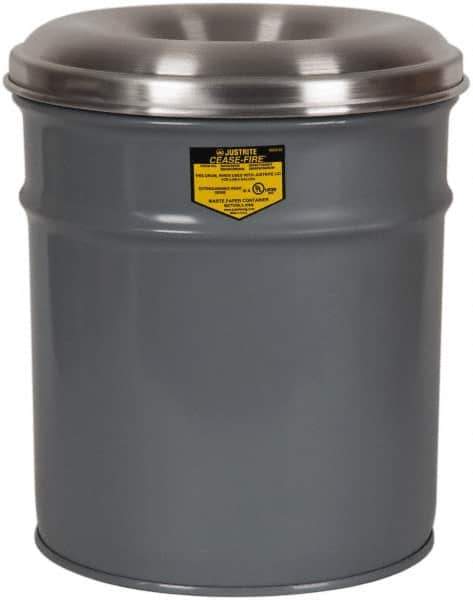 Justrite - 15 Gallon Fire Resistant Steel Drum - 14-1/2 Inch Outside Diameter, 25 Inch High, UL Standards - Top Tool & Supply